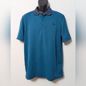 Men's The North Face Short Sleeve Polo Shirt Flash Dry Blue Striped XL